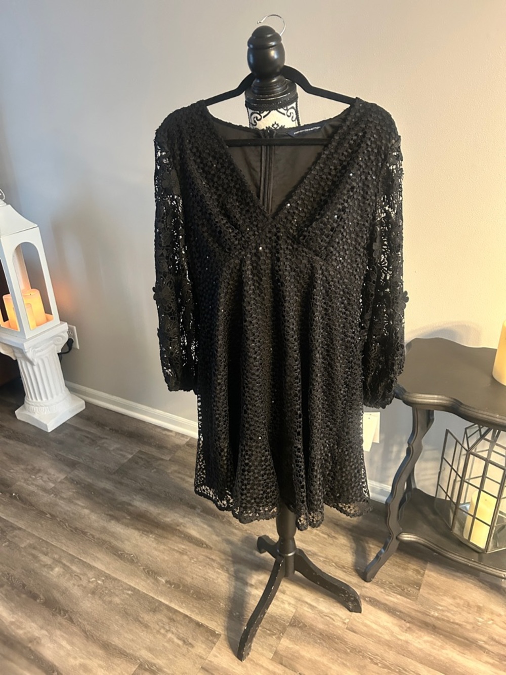 French Connection Black Lace Mini Dress